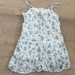 Garage White and Blue Smocked Top